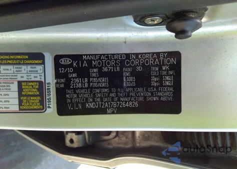 2011 Kia Soul z USA, uszkodzony, nr VIN KNDJT2A17B7264826